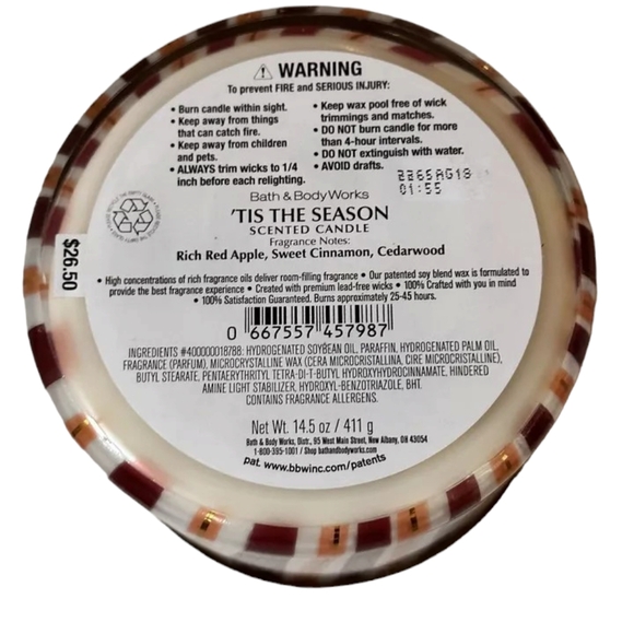 Bath & Body Works 3 wick Scented candle 'Tis The Season"  14.5oz - Picture 3 of 3